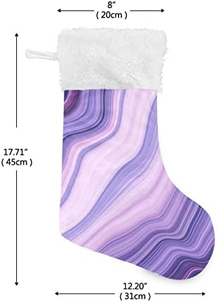 Kigai 1 Pack Božićne čarape sa ljubičastom mramornim printom, plišani manžetni kamin Xmas Viseći čarape za ukrase obiteljskih praznika
