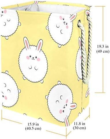 DEYYA vodootporne korpe za veš visoke čvrste sklopive korpe za zečje žute printove za odrasle decu Tinejdžeri dečaci devojke u spavaćim
