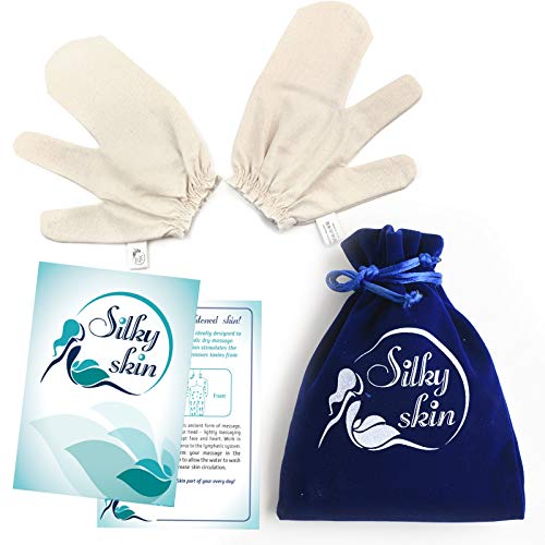 Silky Skin Garshana Rukavice Sirovi svilena masaža - Kvalitetna torba za pohranu - Ayurvedic Suvo četkanje Šljunčana kožna limfna