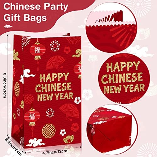 28 Pack 2023 kineske Nove godine Party Supplies lunarne Nove godine Party Present torbe Spring Festival crveni papir poslastica Goodie Candy korist torbe za godinu zec Novogodišnja zabava dekoracije
