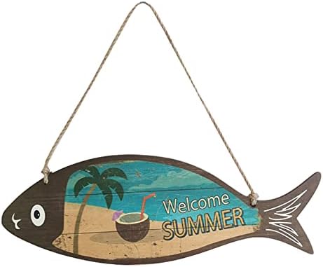 Ljetna drvena riba Dobrodošli znak nautički zid umjetničko dekor viseći vintage riblje ukras potpis Dekor potpisao / la dom kupatilo ured plaže Havaji tematski biseri za ukrase
