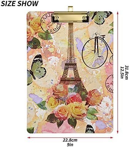 Paris Travel Eiffelov toranj Plastic Clipboard 9 x12. 5 akril Clipboards sa niskim profilom Clip A4 pismo veličine teška ploča za