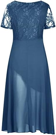 ZEFOTIM ljetne haljine za žene 2023 čipkasti kratki rukav izdubite Casual cvjetnu plažu sunce Midi Flowy haljinu
