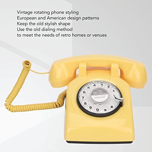 Rotaciona biranja, retro rotacijski telefon sa mehaničkim funkcijama zvona i zvučnika, retro žuti stari modni rotacijski biranje za dom, ured, hotel, bar