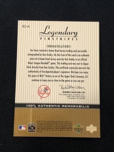 Ron Guidry 2000 UD Yankees Legends certificirana igra polovne dres potpisane auto kartice - MLB autogradna igra rabljeni dresovi