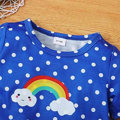 Odjeća za djevojčice 2t 2pcs Dječje djevojke Toddler Slatka crtana Rainbow Prints Shortsleeves Dojenčad Princeze Djevojke Haljina Djevojke Veličina 7