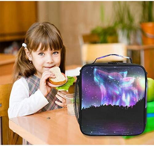 Galaxy Wolf kutija za ručak šuma 3d životinje šumski Vuk izolovana torba za ručak za višekratnu upotrebu Cooler Meal Prep torbe za ručak sa naramenicom za kancelarijske odrasle školske dece devojčice dečaci Tinejdžeri