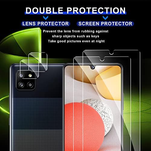 Ogrish 2 paketa kaljenog stakla Zaštita ekrana za Samsung Galaxy A42 5g i 2 paketa zaštita sočiva kamere HD Clarity【Anti-Scratch】【futrola】【Anti-otisak