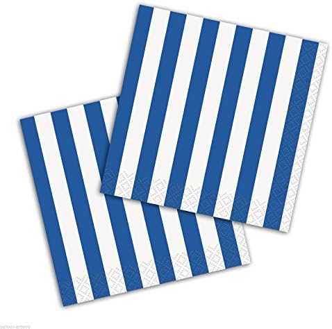 Striped napitak Papir salvete - 5 x 5, kraljevsko plava, 16 kom