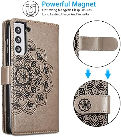 Eyzutak Mandala novčanik za Samsung Galaxy S21 5g, odvojiv 2 u 1 PU kožni flip futrola s magnetskim gumbom