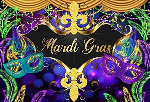 MEHOFOND Mardi Gras pozadina maskenbal dekoracije za zabave Baner ljubičasto Zlatna maska svjetlucave perle plesna zabava fotografija
