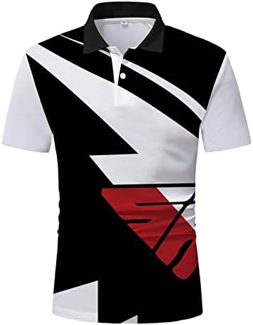 XXBR MENS Golf Polo majice, ljetni trak patchwork tisak za ispis kratkih rukava Slim Fit casual gumba