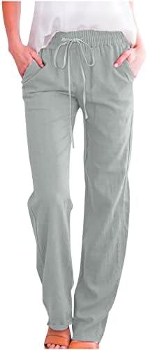 Ženske hlače opuštene fit hlače posteljina ležerna rušena flared zvona donje ravno noge obične pantalone 2023 45