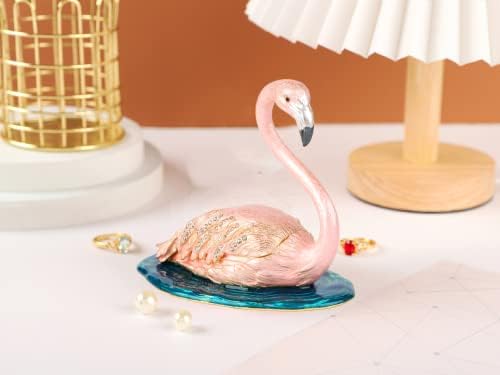 Furuida Elegantna flaminga trinketi sa šarkama sa šarkama ručno oslikane životinje ukrasi Jedinstveni poklon za kućni dekor, ružičasta