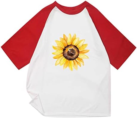 Muškarci Ljeto Plaža Tee Košulje okruglih vrata Raglan majica kratkih rukava Unisex Sunflower Ispis Grafički tees Vrhovi Pulover