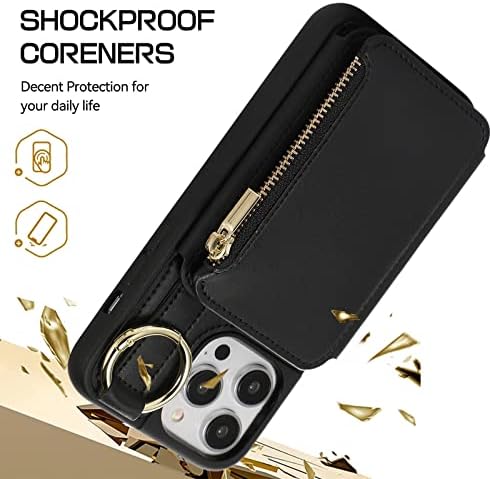 Furiet torbica za novčanik za iPhone 13 Pro Max 2021 kožna kopča Flip zipper torbica sa naramenicom i držačem kreditne kartice Navlaka