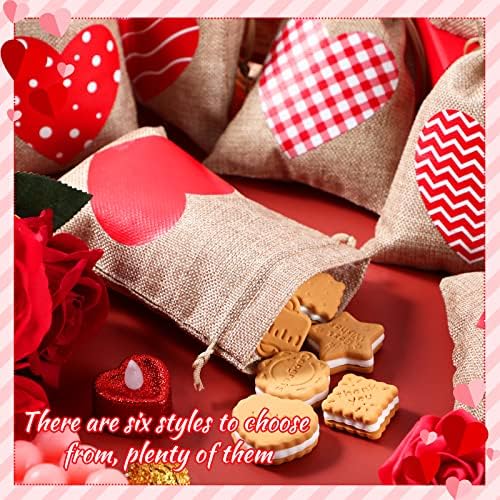 24 komada Valentinovo Burlap poklon torbe sa vezicama srce torbe Party Favor torba sa srcem Mini vjenčanje poklon torbe srce Burlap torbe sa oznakama i užad za Dan zaljubljenih Božić