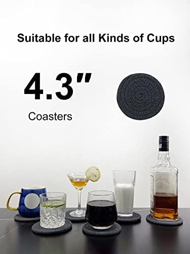 Apsorpcijski podmetači za piće, ručno rađeni pleteni podlozi, super apsorbiraju podmetači otporne na toplinu za piće Veliki domaćin za kućnu roku Darkgrey 6pcs