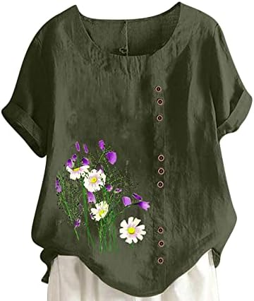 Crewneck posteljina majice za djevojke s kratkim rukavima Daisy makov cvjetni grafički plus size Lounge Top majica Womens Cp