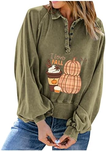 Minche College zimska majica za žene slatke prevelike dugih rukava u komfornom košulje udobnosti gumb Ispis rever
