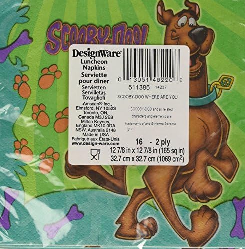 Scooby-doo ručak Papir salvete - 6,5 x 6,5 | MULTICOLOR | Paket od 16