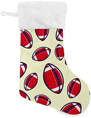 Božićne čarape Crveni ragbi nogometni uzorak bijeli plišani manžetni Mercerizirani baršunasti obiteljski odmor personalizirani veliki čarapa Xmas zabava 17,71