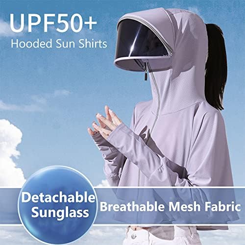 Nawvyis Women UPF 50+ Zaštita od sunca Zip Jakna sa dugim rukavima Prozračna majica za sunčanje Pješačenje na otvorenom Odvojiva sunčana