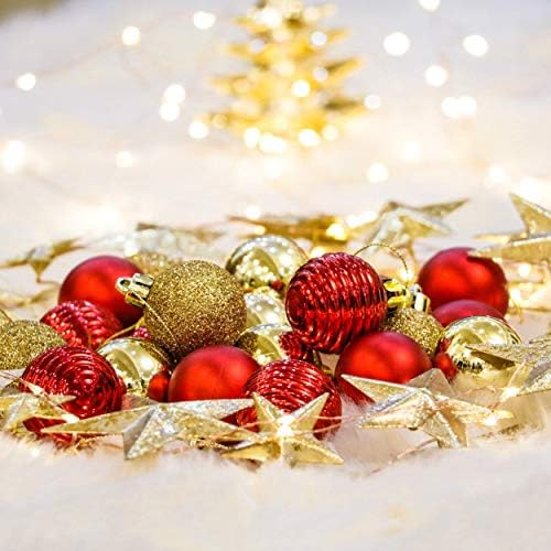 Valery Madelyn Luxury Red Gold Božić Ball Ornamenti Bundle | 50ct 60mm Božić Ball Ornamenti + 24ct 40mm Božić kugle za božićnu jelku dekor
