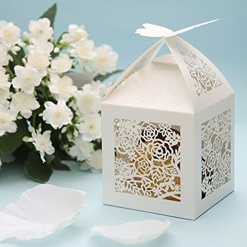 Sorive® 50pcs Rose Laser Cut Wedding Favors Bowny Boxes Pokloni Box Brash Party Dekor