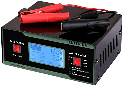 6/8/12/14/16 / 24V punjač za baterije Automotive 0-10Amp, AUTTGINN Smart Car punjač baterija sa stezaljkama za kablove i ručkom za