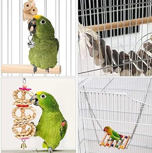 Mmawn 8pcs / set ptice Parrot igračke Drveni viseći ljuljački hammock žvakaći stojeći penjanje ljestvici za kućne ljubimce pribor