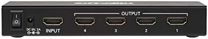 Tripp Lite 4-port HDMI razdjelter, 4k @ 30Hz Kvaliteta, 1 HDMI Izvor na 4 HDMI ekrane, Međunarodni adapteri za utikače za Sjevernu