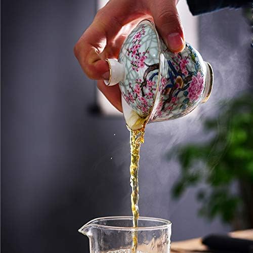 Ameolela kineski tradicionalni čaj za ručno izrađen emajl oslikani porculan čaj čaja gaiwan kungfu čaj sa poklopcem i tanjurom - 5oz / 150ml
