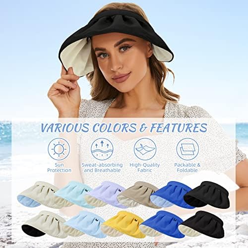 Zando UPF 50+ šešir za sunčanje sa širokim obodom ženski šešir za sunčanje ljetni šeširi za plažu za žene sklopivi 2 u 1 UV zaštitni pojas za glavu