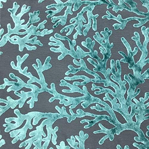 Vrhunska tkanina, St. Tropez-Scuba, Koraljni uzorak Burnout baršunasta tkanina za presvlake od Dvorišne Minke