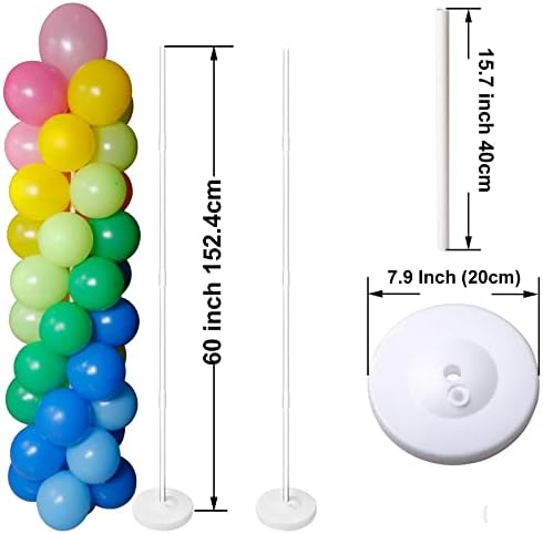 SKOLOO komplet Postolja za balone za pod, komplet stubova za balone od 5 stopa, Set od 2, Komplet za montažu balonskog tornja za rođendanske