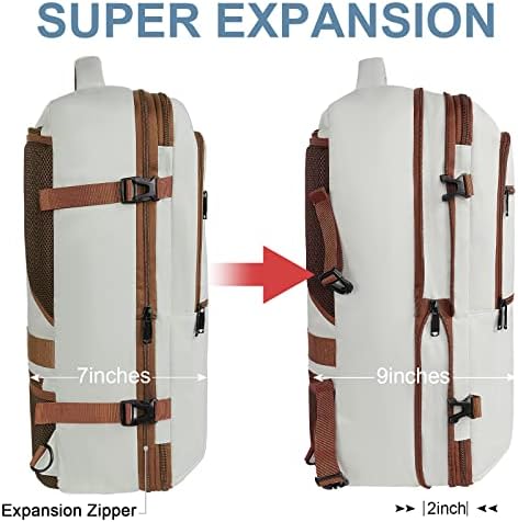 Putne torbe za žene nose na, veliki putni ruksak avionske odobren, proširiv Weekender Daypack preko noći kofer ruksak, ruksak prtljaga za međunarodne let putovanje planinarenje, bež