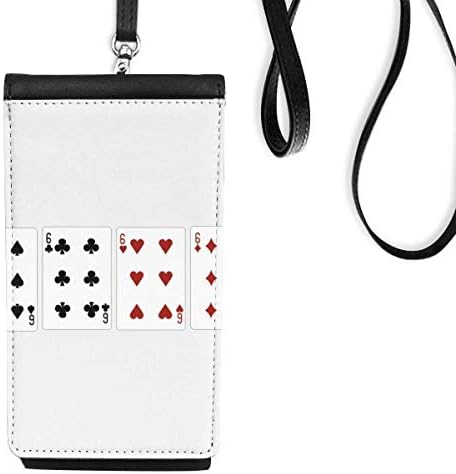 6 Srčani lopati Diamond Club uzorak Telefon novčanik torbica Viseća mobilna torbica Crni džep