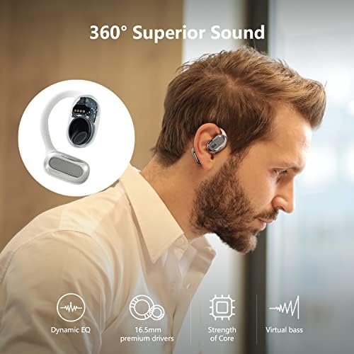 Oladance Open Ear slušalice Bluetooth 5.2 Bežične uši za Android i iPhone, otvorene uši ušima sa dvostrukim 16,5 mm dinamičkim upravljačkim