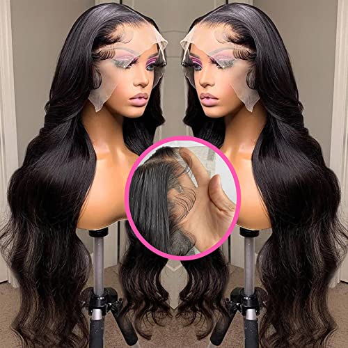 Body Wave Lace prednje perike ljudska kosa 13x4 prava dužina HD čipka prednja ljudska kosa perike za crne žene ljepljive frontalne perike ljudska kosa prethodno Počupana dječjom kosom 150% gustina prirodna boja 34 inč