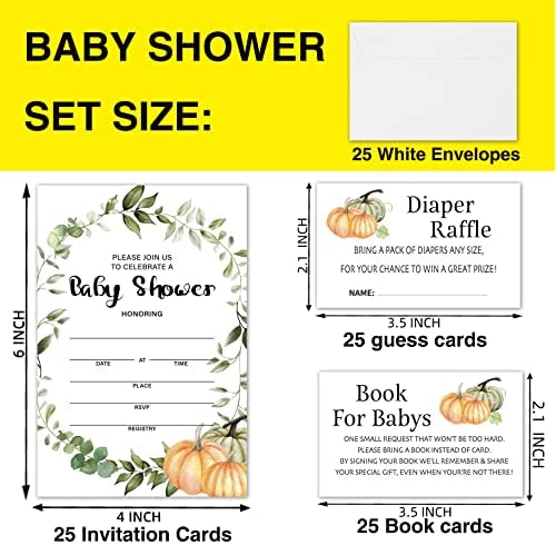 Jesenji set za tuširanje bundeve, kartice za tombolu od pelena, knjige, pozivnice sa kovertama, tema dana zahvalnosti za Baby Shower