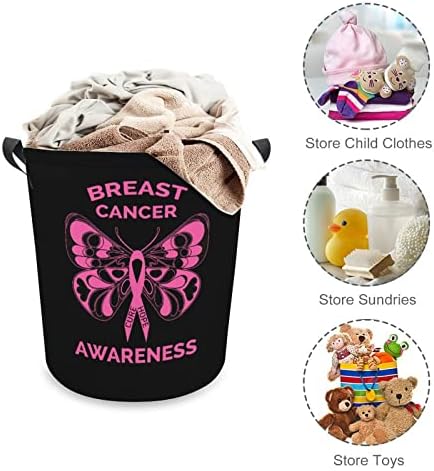 Svest o raku dojke Butterfly Pink Ribbon korpa za veš sklopiva torba za odlaganje kante za veš sa ručkama