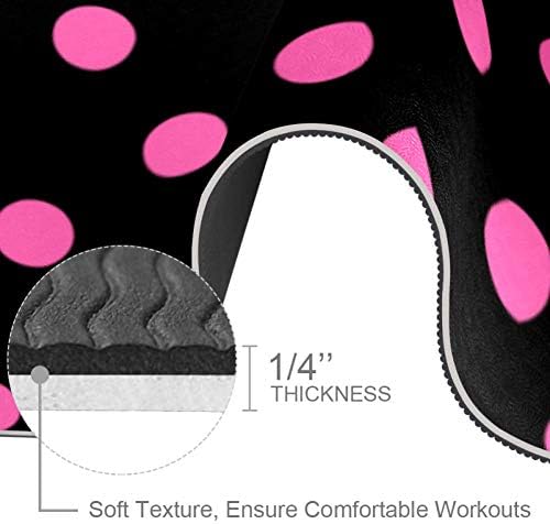DJROW Yoga Mat crna Pink Polka Dots prirodni Pilates Vježba Mat Eco Friendly Gym mat Debljina 1/4
