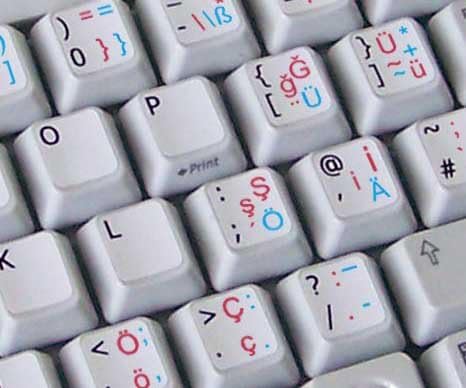 Njemačko-turski Q-engleski UK netransparentne naljepnice za tastaturu bijele pozadine