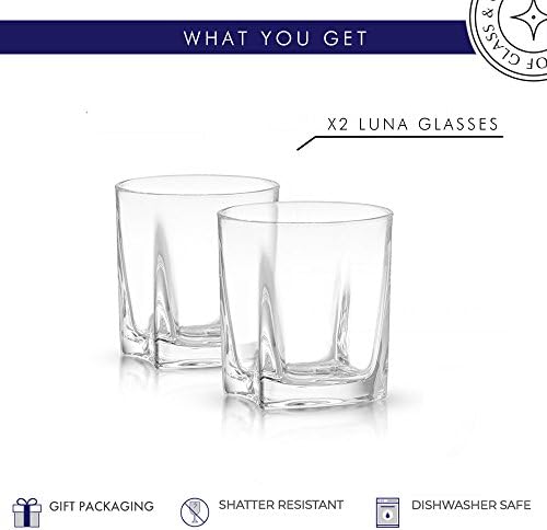 Joyjolt Luna kristalne naočare za viski, Staromodno staklo za viski 10,5 unce, Ultra Clear Crystal Scotch staklo za burbon i alkoholni Set od 2 kristalnog staklenog posuđa